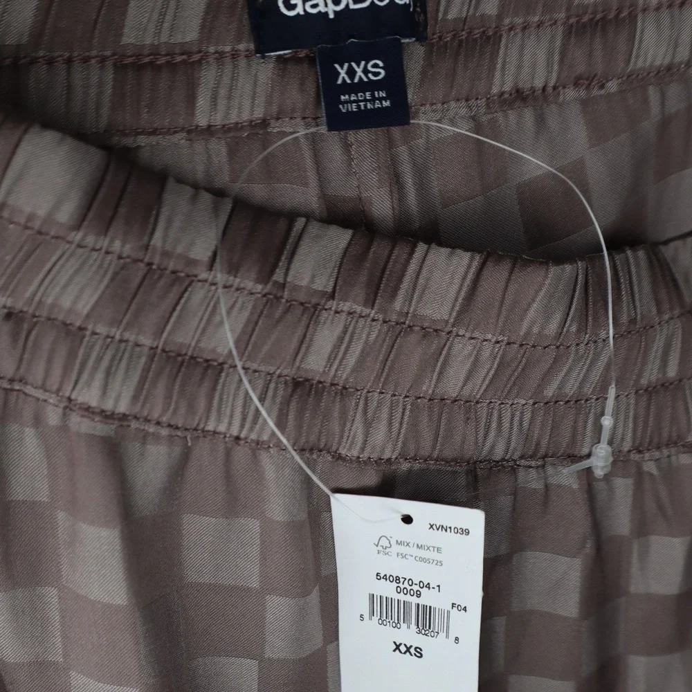 NWT 2 Piece Set Gap Body Checkered Pajamas in Taupe XS/XXS